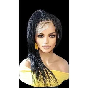Full Lace Hand-Braided wig color # 1 Jet Black micro million braids- long wig